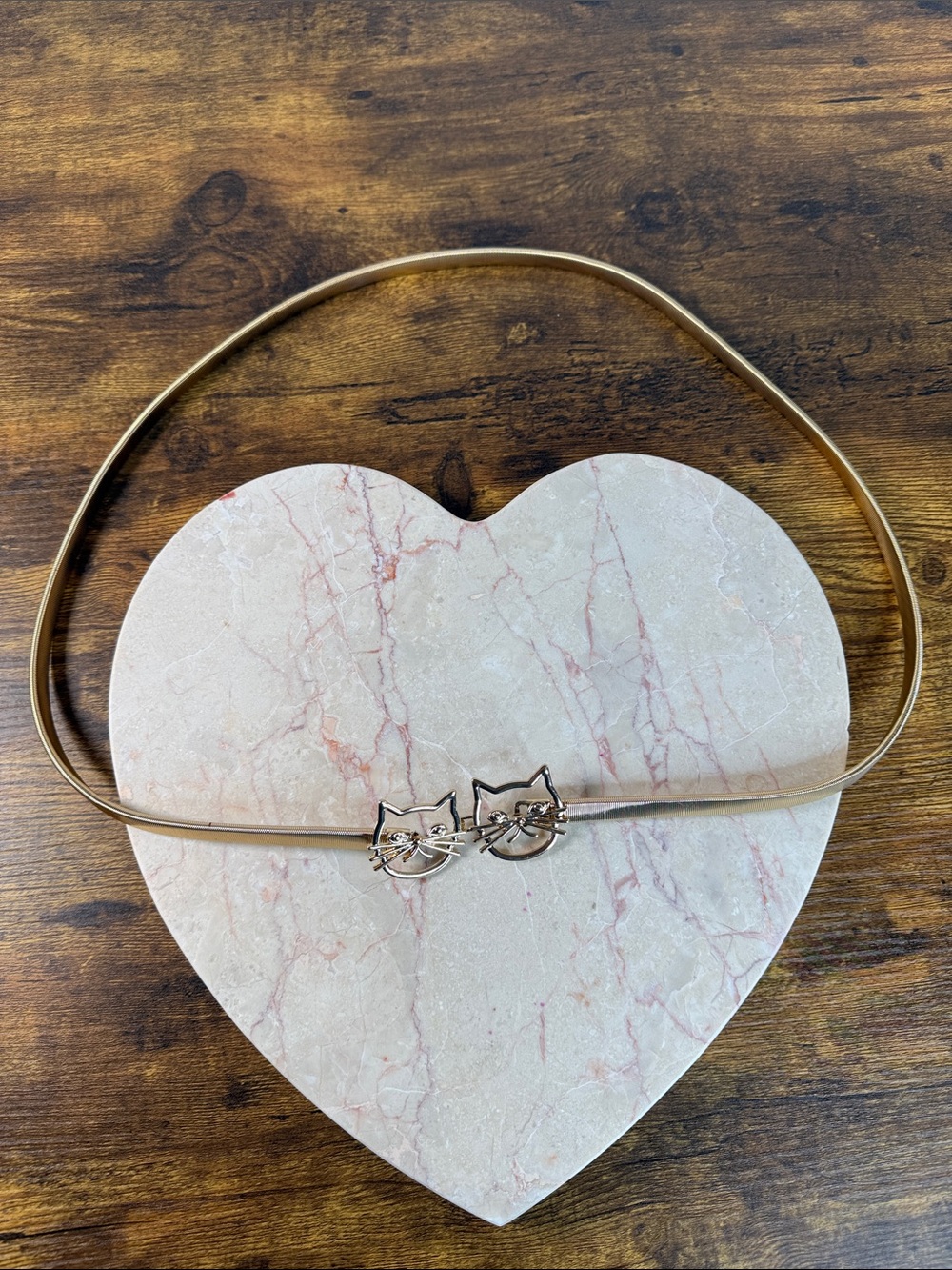 Gold Cat-Accent Women's Waist Bracelet - Elegant Slim Bangle